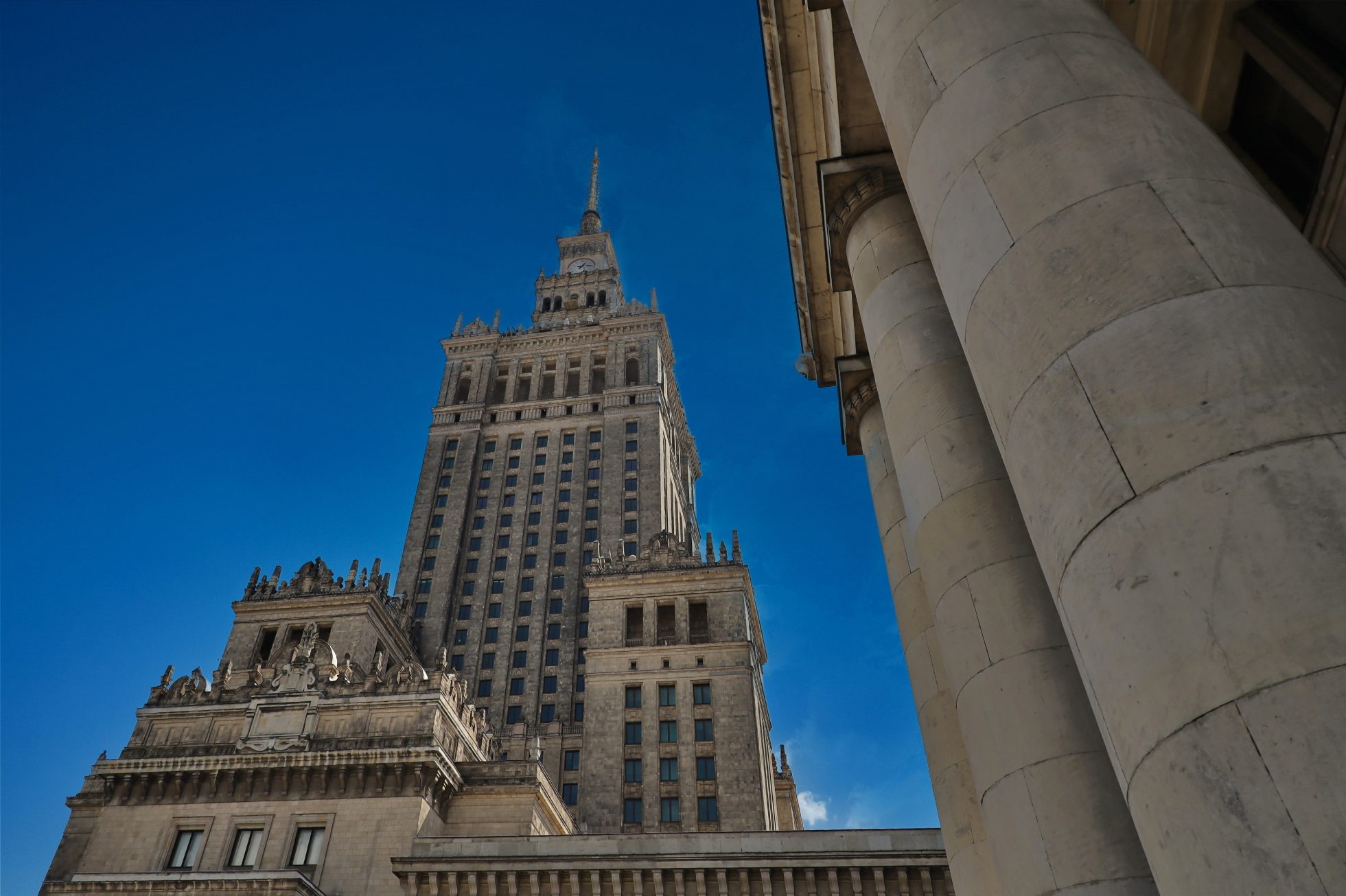 Daytime view of the Palace of Culture and Science in Warsaw.